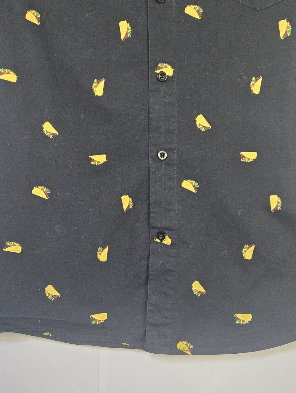 Molokai Surf Co. Youth Boys Size M Black S/Sl Button-Up Fun Taco Print Shirt - Picture 4 of 10